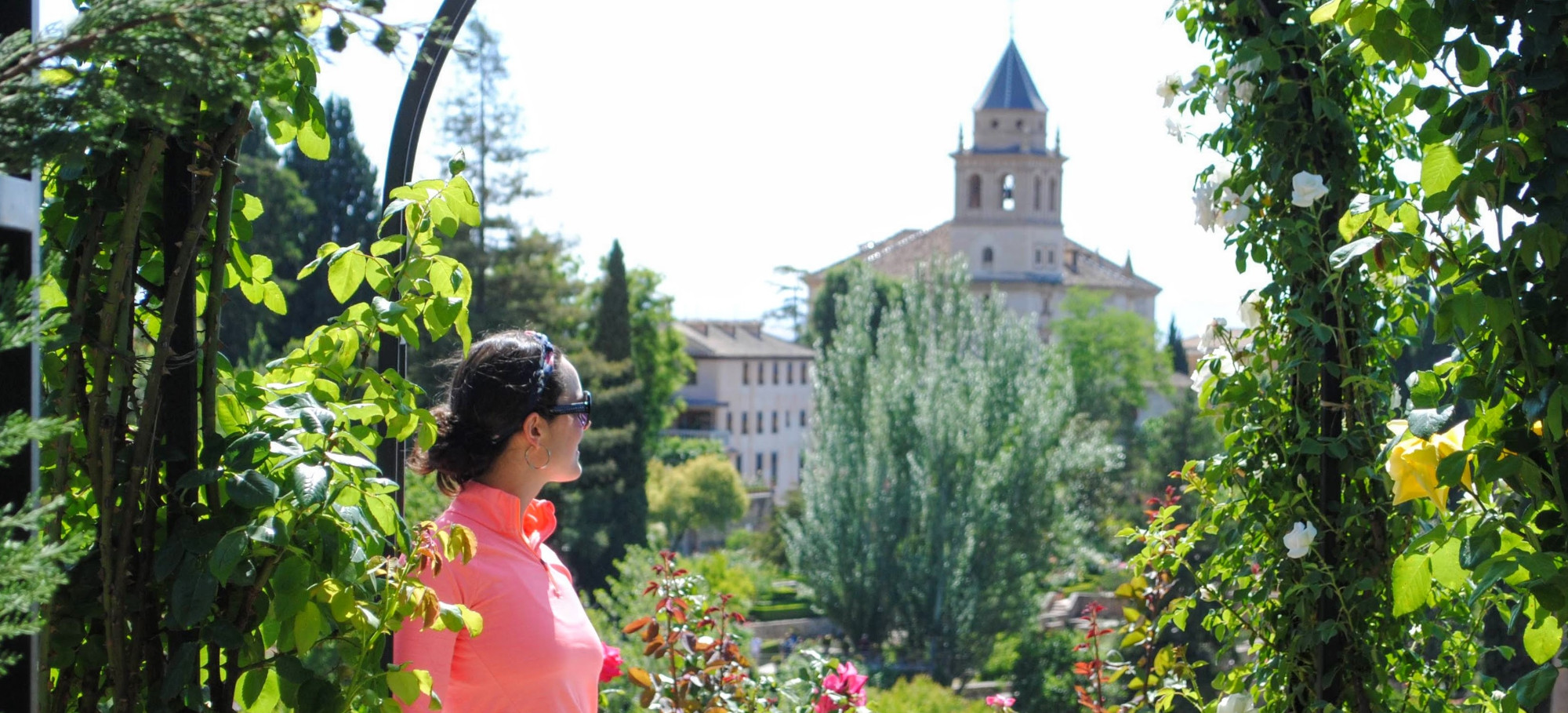 Boise travel agent, Jennifer Lowry, enjoys the views of the Alhambra from the garden.